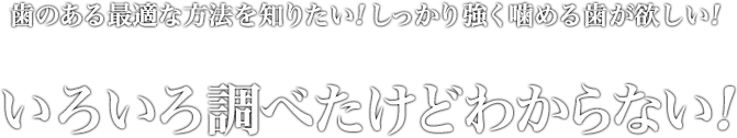 歯のある最適な方法を知りたい！しっかり強く噛める歯が欲しい！いろいろ調べたけどわからない！